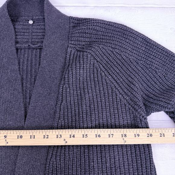 Anthropologie Knitted & Knotted Long Cardigan M Gray Wool Blend Cozy Chunky Fall - Picture 12 of 16
